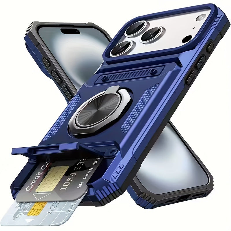 MagSafe Wallet Armor Phone Case™ with 360° Ring Stand + Card Holder Protection