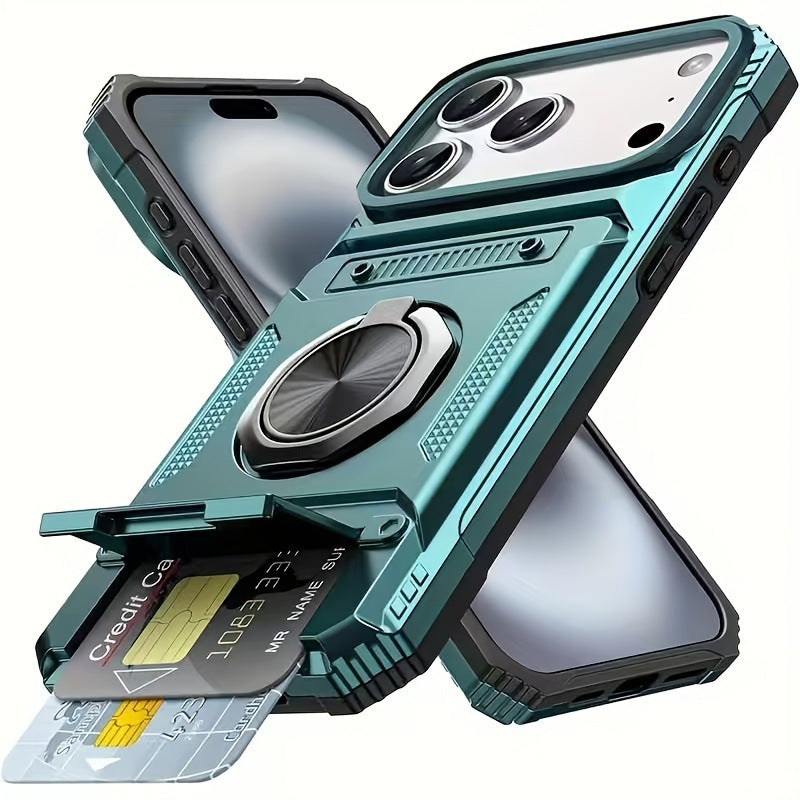 MagSafe Wallet Armor Phone Case™ with 360° Ring Stand + Card Holder Protection