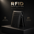 VaultGuard™ Leather RFID Pop-Up Wallet with Cash Pocket (Latest Version)