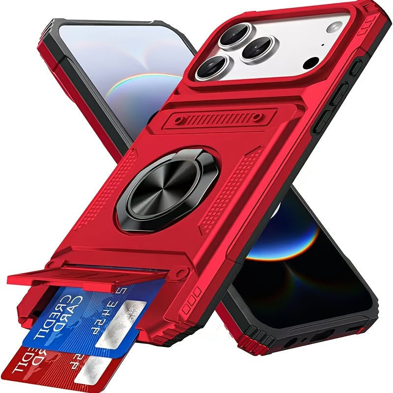 MagSafe Wallet Armor Phone Case™ with 360° Ring Stand + Card Holder Protection